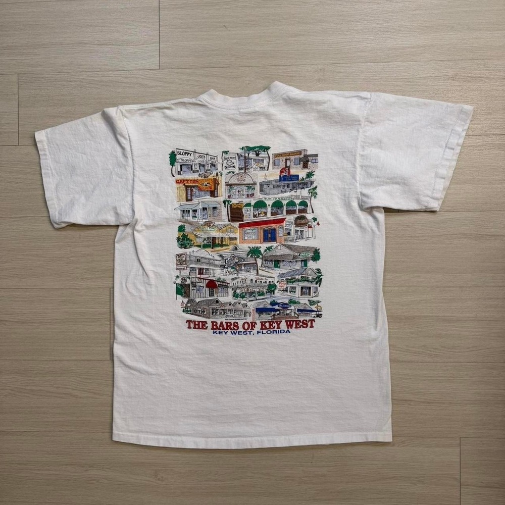 1991 The Bars Of Key West Vintage Single Stitch White Shirt Mens Size XL Florida